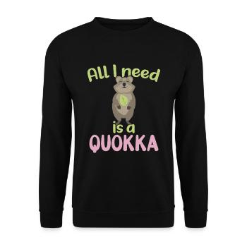 Tout ce dont j’ai besoin est un Quokka / Grinsendes Quokka - Sweat-shirt Unisexe - noir - Devant - Alina (178cm) & Michal (187cm)
