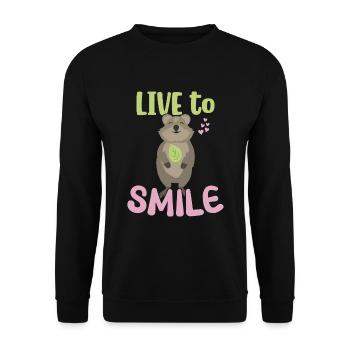 Vivre pour sourire - Sourire Quokka - Sweat-shirt Unisexe - noir - Devant - Alina (178cm) & Michal (187cm)