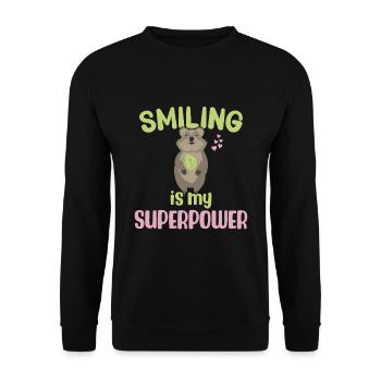 Sourire est mon superpouvoir - Grinning Quokka - Sweat-shirt Unisexe - noir - Devant - Alina (178cm) & Michal (187cm)