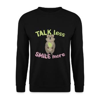Parlez moins - Souriez plus / Quokka souriant - Sweat-shirt Unisexe - noir - Devant - Alina (178cm) & Michal (187cm)