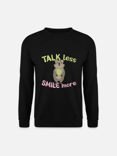 Talk less - Smile more / Grinsendes Quokka - Unisex Pullover - Schwarz