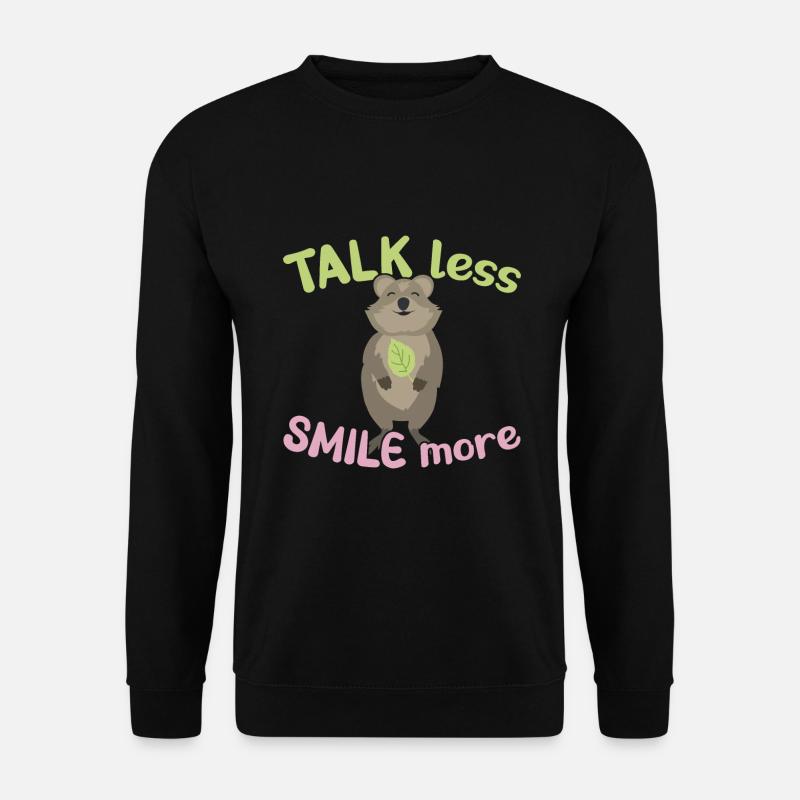 Talk less - Smile more / Grinsendes Quokka - Unisex Pullover - Schwarz