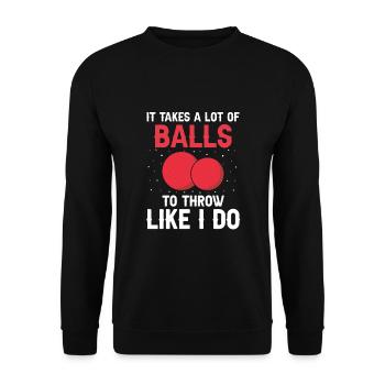 Dodgeball for Dodgeball Player and Gaga Ball - Unisex Sweatshirt - black - Front - Alina (178cm) & Michal (187cm)
