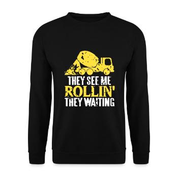 Concrete construction design for construction workers and construction site - Unisex Sweatshirt - black - Front - Alina (178cm) & Michal (187cm)