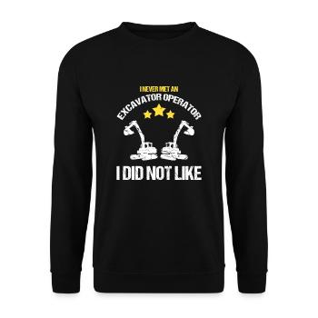 Excavators Excavators for excavator operators - Unisex Sweatshirt - black - Front - Alina (178cm) & Michal (187cm)