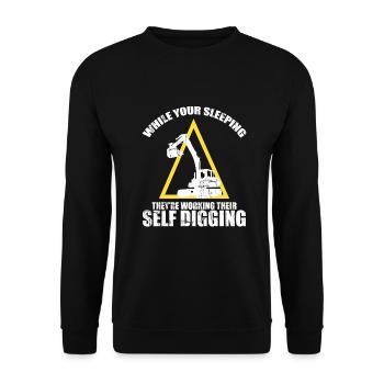 Schwermaschinenführer für Bagger - Unisex Pullover - Schwarz - Vorne - Alina (178cm) & Michal (187cm)