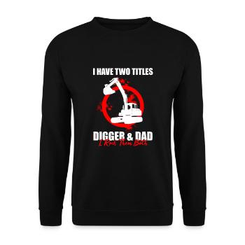 Back Operator für Bagger Sand Digger - Unisex Pullover - Schwarz - Vorne - Alina (178cm) & Michal (187cm)