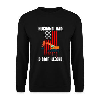 Back Operator für Bagger Sand Digger - Unisex Pullover - Schwarz - Vorne - Alina (178cm) & Michal (187cm)