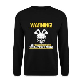 Heavy machinery operator for excavator operators - Unisex Sweatshirt - black - Front - Alina (178cm) & Michal (187cm)