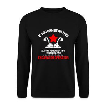 Heavy Equipment Operator and Excavator Operator Design - Unisex Sweatshirt - black - Front - Alina (178cm) & Michal (187cm)