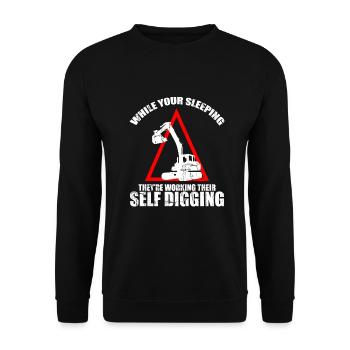 Baggerführer für Bagger und Sandbagger - Unisex Pullover - Schwarz - Vorne - Alina (178cm) & Michal (187cm)