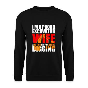Bagger Design für Baggerfahrer - Unisex Pullover - Schwarz - Vorne - Alina (178cm) & Michal (187cm)