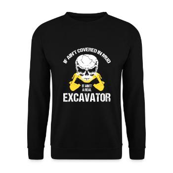 Baggerführer für Bagger und Sandbagger - Unisex Pullover - Schwarz - Vorne - Alina (178cm) & Michal (187cm)