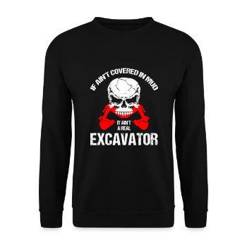 Bagger Design für Baggerfahrer - Unisex Pullover - Schwarz - Vorne - Alina (178cm) & Michal (187cm)
