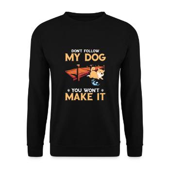 Dock Diving Design for Dog Jumping and Dock Dog - Unisex Sweatshirt - black - Front - Alina (178cm) & Michal (187cm)