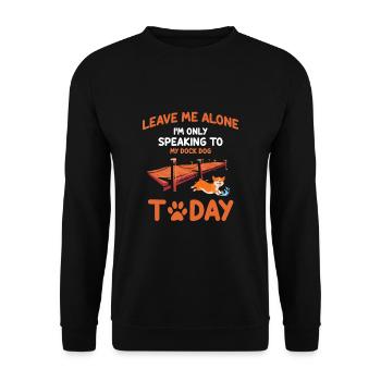 Dock Diving Design für Dog Jumping und Dock Dog - Unisex Pullover - Schwarz - Vorne - Alina (178cm) & Michal (187cm)