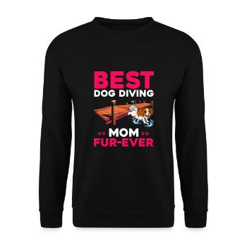 Dock Diving Design für Dog Jumping und Dock Dog - Unisex Pullover - Schwarz - Vorne - Alina (178cm) & Michal (187cm)
