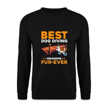 Dock Diving Design für Dog Jumping und Dock Dog - Unisex Pullover - Schwarz - Vorne - Alina (178cm) & Michal (187cm)