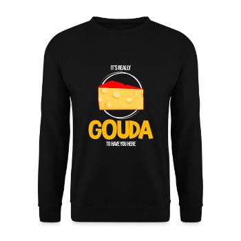 Devis fromagerie pour les amateurs de fromage Gouda et de Gouda - Sweat-shirt Unisexe - noir - Devant - Alina (178cm) & Michal (187cm)