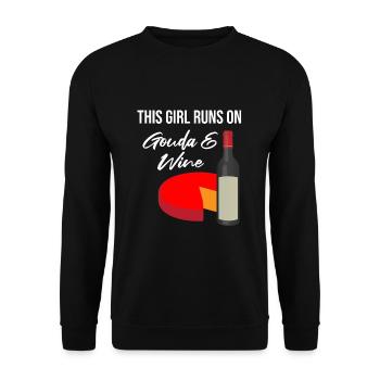 Gouda design pour fromagerie laitière et fromage Gouda - Sweat-shirt Unisexe - noir - Devant - Alina (178cm) & Michal (187cm)