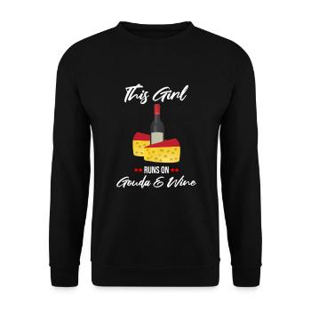 Gouda cheese design for Gouda Fnas and Charcuterie - Unisex Sweatshirt - black - Front - Alina (178cm) & Michal (187cm)