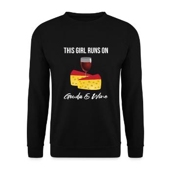 Devis fromagerie pour les amateurs de fromage Gouda et de Gouda - Sweat-shirt Unisexe - noir - Devant - Alina (178cm) & Michal (187cm)