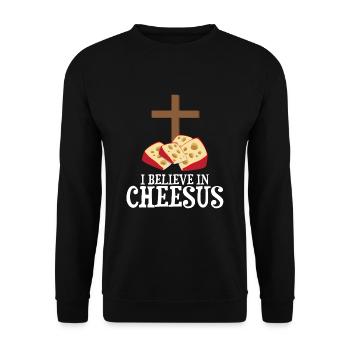 Gouda-Käse-Design für Gouda Fnas und Charcuterie - Unisex Pullover - Schwarz - Vorne - Alina (178cm) & Michal (187cm)