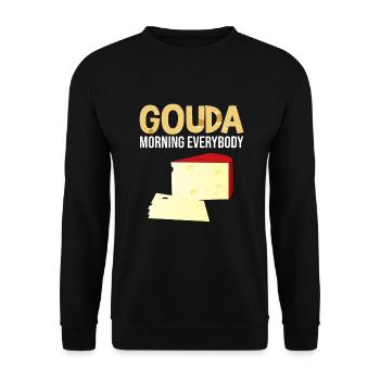 Gouda design pour fromagerie laitière et fromage Gouda - Sweat-shirt Unisexe - noir - Devant - Alina (178cm) & Michal (187cm)