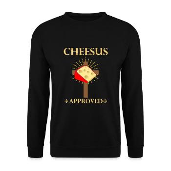 Gouda-Käse-Design für Gouda Fnas und Charcuterie - Unisex Pullover - Schwarz - Vorne - Alina (178cm) & Michal (187cm)