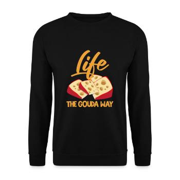 Gouda design for cheese dairy and Gouda cheese - Unisex Sweatshirt - black - Front - Alina (178cm) & Michal (187cm)