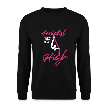 Aerial Silk Dancer for Aerial Ribbon and Aerialist - Unisex Sweatshirt - black - Front - Alina (178cm) & Michal (187cm)
