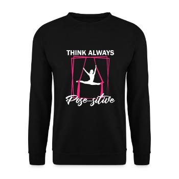 Soies aériennes pour le yoga aérien et la gymnastique aérienne - Sweat-shirt Unisexe - noir - Devant - Alina (178cm) & Michal (187cm)