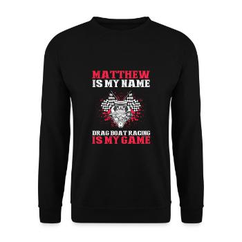 Conception de bateaux de course pour les courses de dragsters - Sweat-shirt Unisexe - noir - Devant - Alina (178cm) & Michal (187cm)