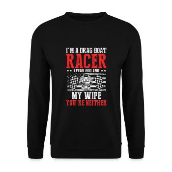 Speedboat Racing Design for Racing Boaters - Unisex Sweatshirt - black - Front - Alina (178cm) & Michal (187cm)