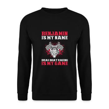 Conception de bateaux de course pour les courses de dragsters - Sweat-shirt Unisexe - noir - Devant - Alina (178cm) & Michal (187cm)