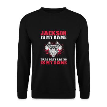 Conception de bateaux de course pour les courses de dragsters - Sweat-shirt Unisexe - noir - Devant - Alina (178cm) & Michal (187cm)
