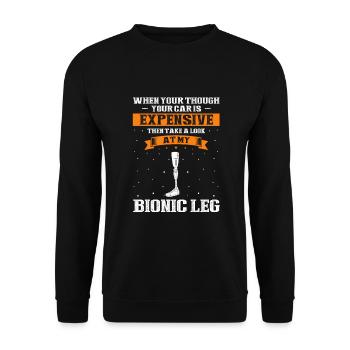 Artificial limb design for leg prosthesis - Unisex Sweatshirt - black - Front - Alina (178cm) & Michal (187cm)