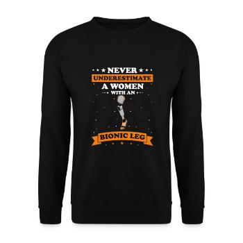 Artificial limb design for leg prosthesis - Unisex Sweatshirt - black - Front - Alina (178cm) & Michal (187cm)