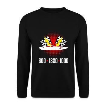 Conception de bateaux de course pour les courses de dragsters - Sweat-shirt Unisexe - noir - Devant - Alina (178cm) & Michal (187cm)
