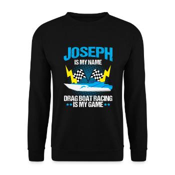Drag Boot Design für Rennbootfahrer - Unisex Pullover - Schwarz - Vorne - Alina (178cm) & Michal (187cm)