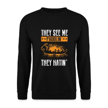 Drachenboot Crew und Drachenbootfahren - Unisex Pullover - Schwarz - Vorne - Alina (178cm) & Michal (187cm)