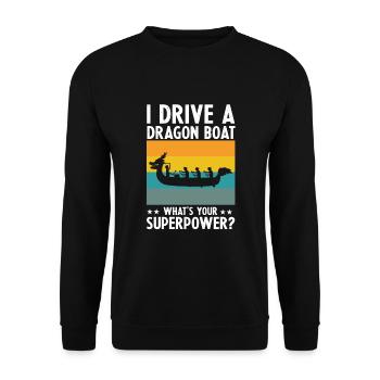 Drachenboot und Drachenboot Crew - Unisex Pullover - Schwarz - Vorne - Alina (178cm) & Michal (187cm)