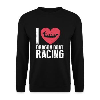 Drachenboot Crew und Drachenbootfahren - Unisex Pullover - Schwarz - Vorne - Alina (178cm) & Michal (187cm)