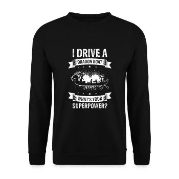 Drachenboot Crew und Drachenbootfahren - Unisex Pullover - Schwarz - Vorne - Alina (178cm) & Michal (187cm)