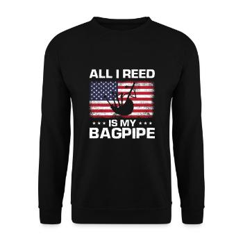 Citation de cornemuse pour les musiciens écossais et de cornemuse - Sweat-shirt Unisexe - noir - Devant - Alina (178cm) & Michal (187cm)
