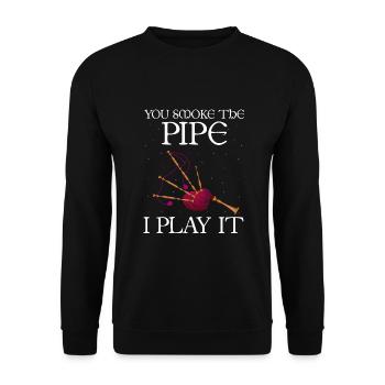 Citation de cornemuse pour les musiciens écossais et de cornemuse - Sweat-shirt Unisexe - noir - Devant - Alina (178cm) & Michal (187cm)