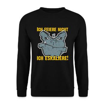 ich feiere nicht - ich eskaliere - Unisex Pullover - Schwarz - Vorne - Alina (178cm) & Michal (187cm)