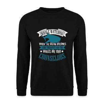 Whale Quote for Blue Whale and Beluga Whale - Unisex Sweatshirt - black - Front - Alina (178cm) & Michal (187cm)