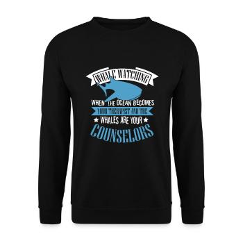 Blue whale for beluga whale and marine mammals - Unisex Sweatshirt - black - Front - Alina (178cm) & Michal (187cm)