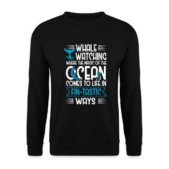 Ozean Meer Wal Zitat für Wal Meeressäugetiere - Unisex Pullover - Schwarz - Vorne - Alina (178cm) & Michal (187cm)